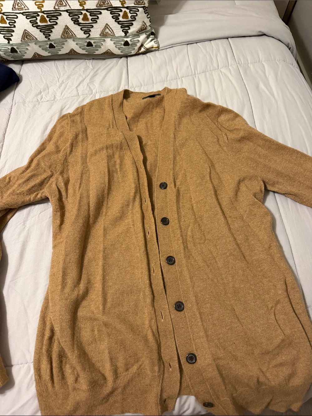 J. Crew Camel/Tan Button-Front V-Neck Cardigan